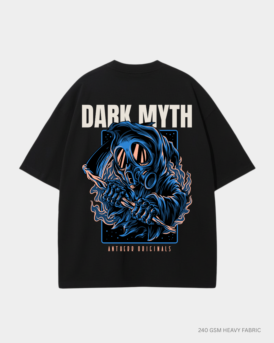 Dark Myth: Antherr Originals Oversized T-SHIRT BLACK 240 GSM