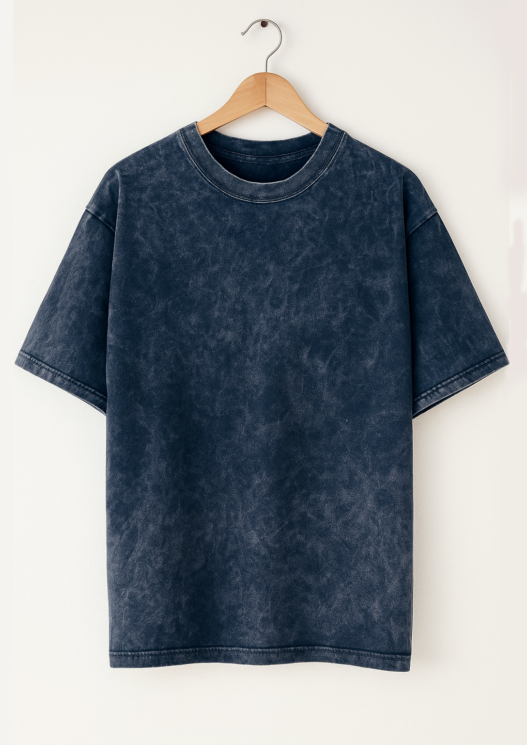 Acid Wash Oversized T-shirt for Women: Navy Blue