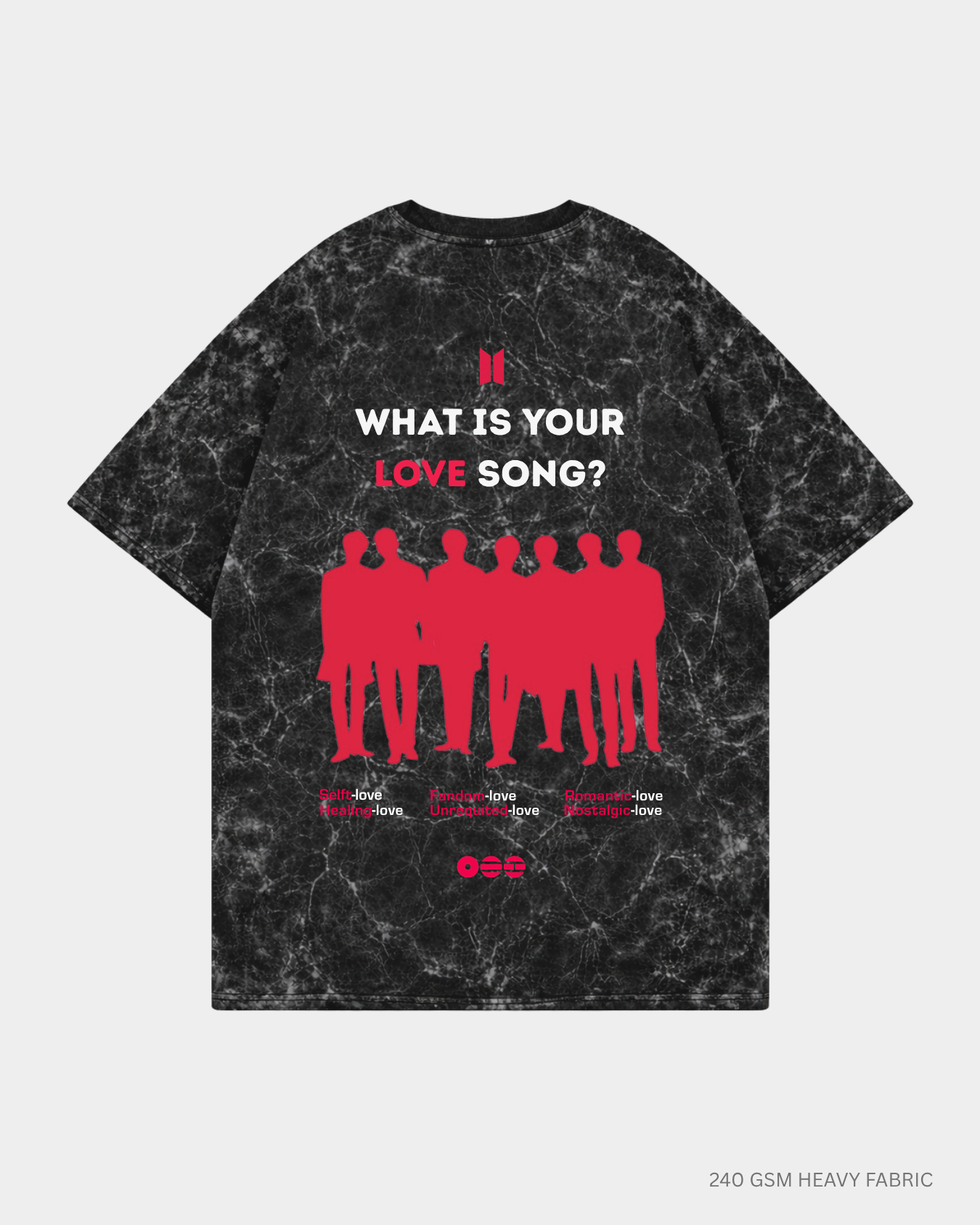 Arirang BTS Unisex Oversized T-Shirt | Antherr Core Acid Wash Black Cotton 240 GSM