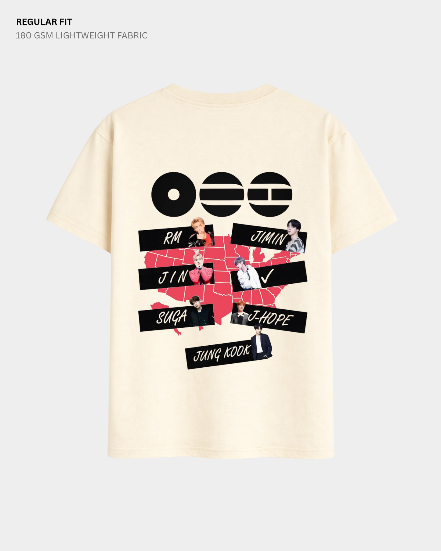 BTS Members Arirang Regular Fit T-Shirt | Antherr Core Off White Cotton 180 GSM