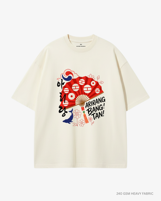 Arirang Bangtan Unisex Oversized T-Shirt | Antherr Core Off White Cotton 240 GSM