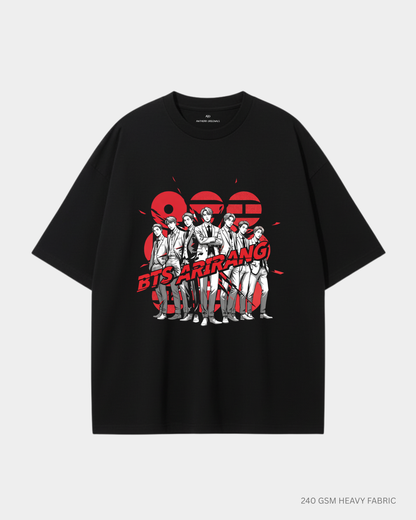 BTS Arirang Members Unisex Oversized T-Shirt | Antherr Core Black Cotton 240 GSM