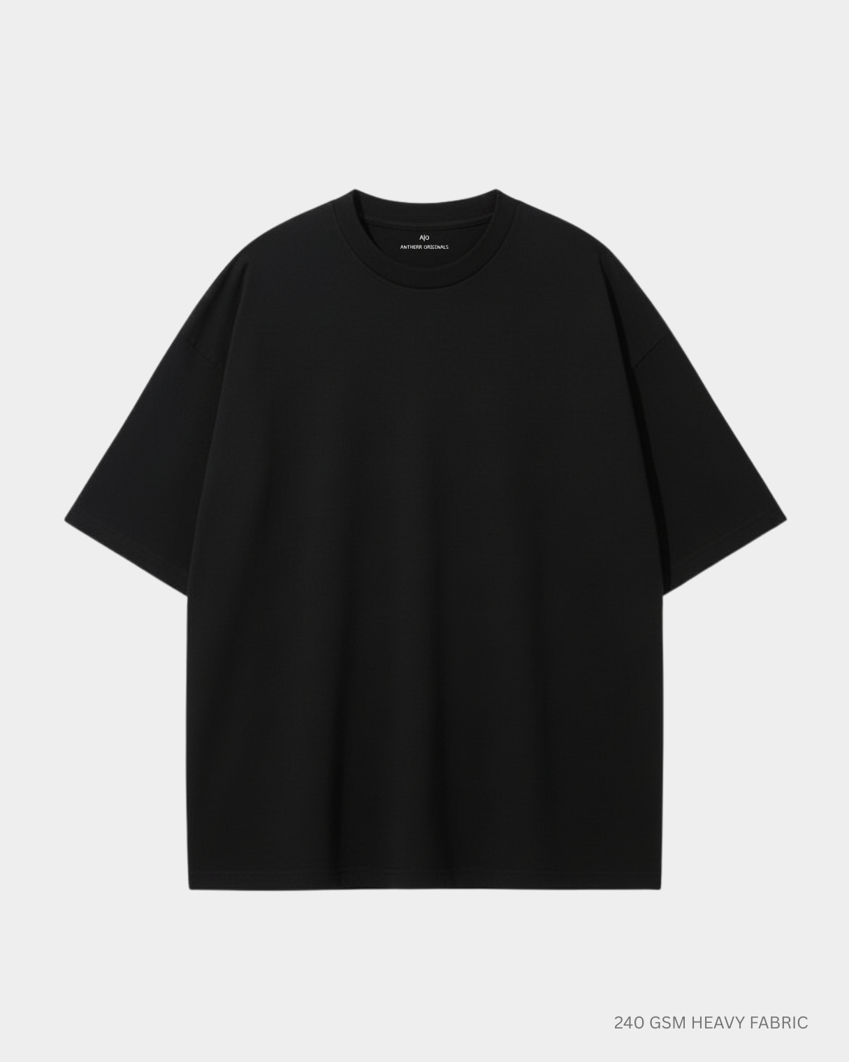 Basic Black Unisex Oversized T-Shirt | Antherr Originals BLACK Cotton 240 GSM