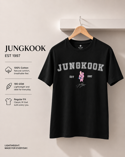 BTS Crew Unisex Regular Fit T-Shirt Jungkook Black