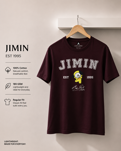 BTS Crew Unisex Regular Fit T-Shirt Jimin Maroon