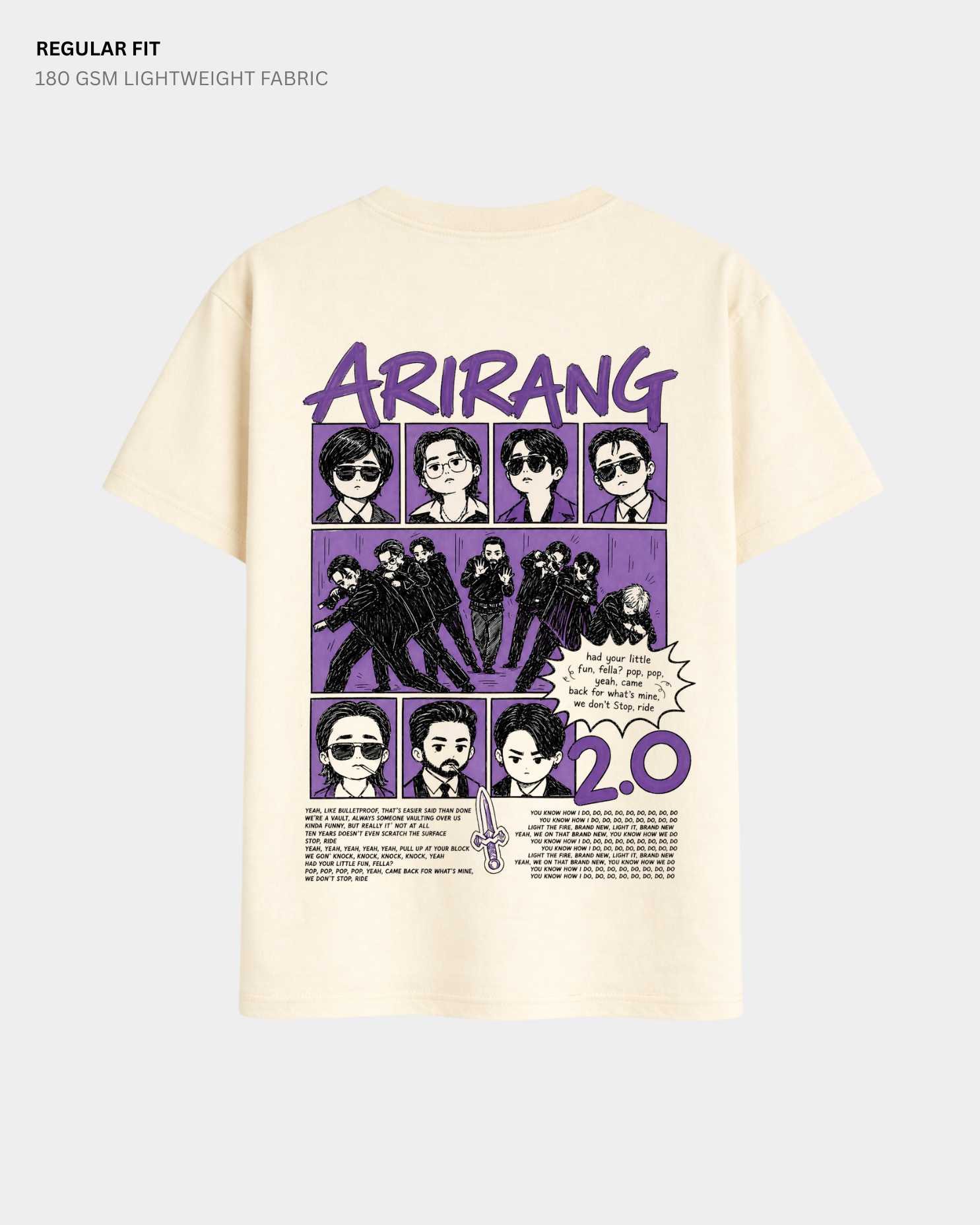 Chibi Arirang BTS 2.0 Regular Fit T-Shirt | Antherr Core Off White Cotton 180 GSM