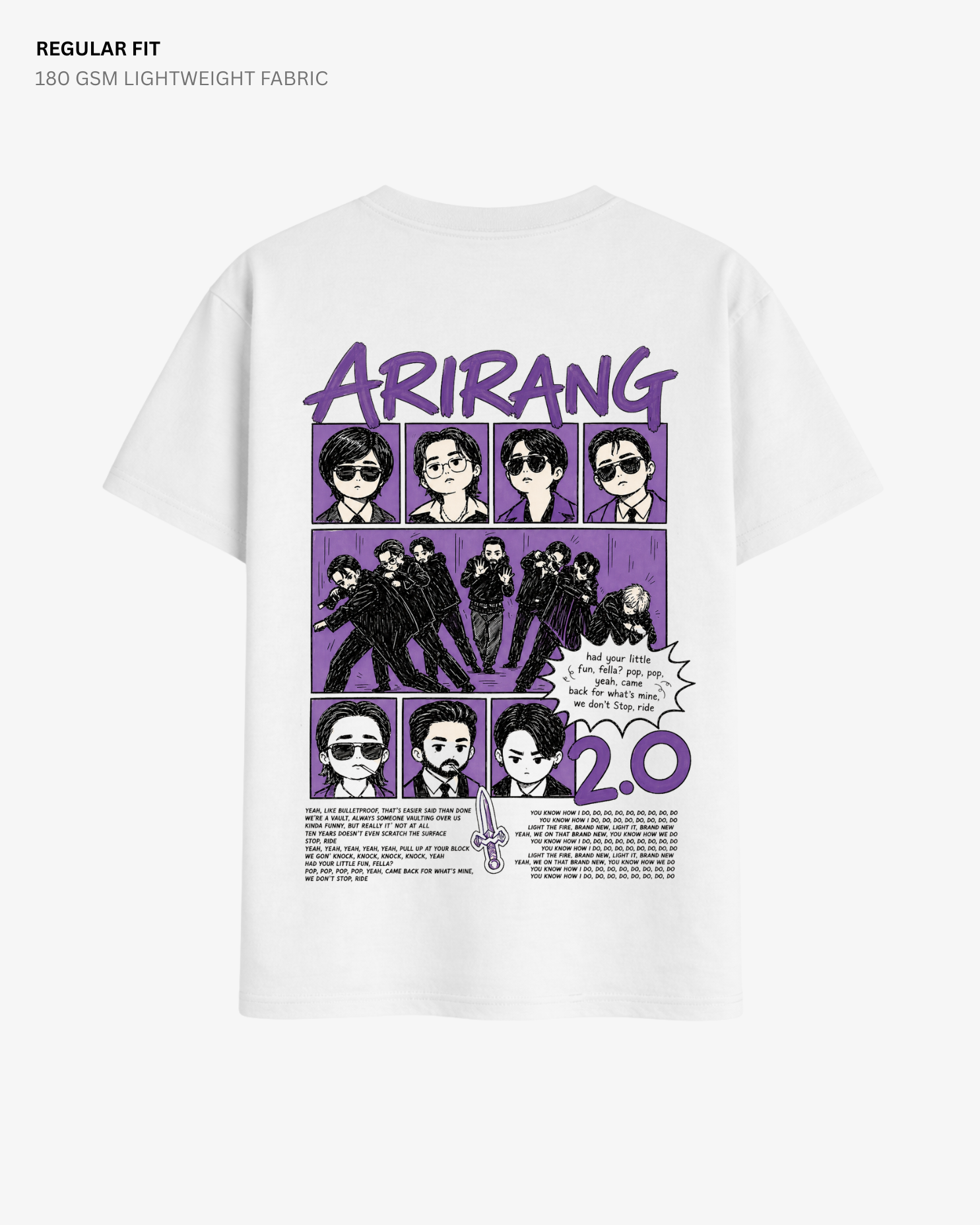 Chibi Arirang BTS 2.0 Regular Fit T-Shirt | Antherr Core White Cotton 180 GSM