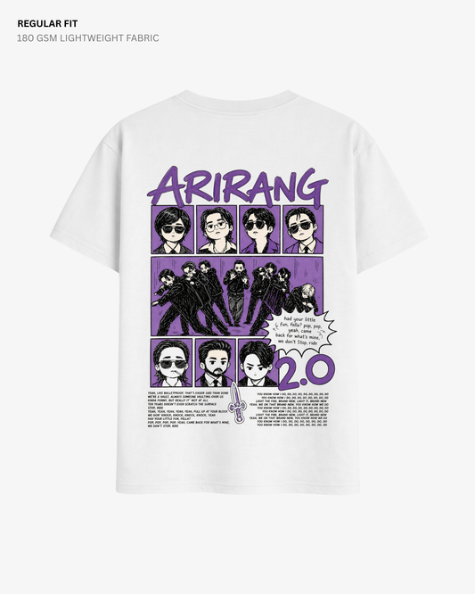 Chibi Arirang BTS 2.0 Regular Fit T-Shirt | Antherr Core White Cotton 180 GSM