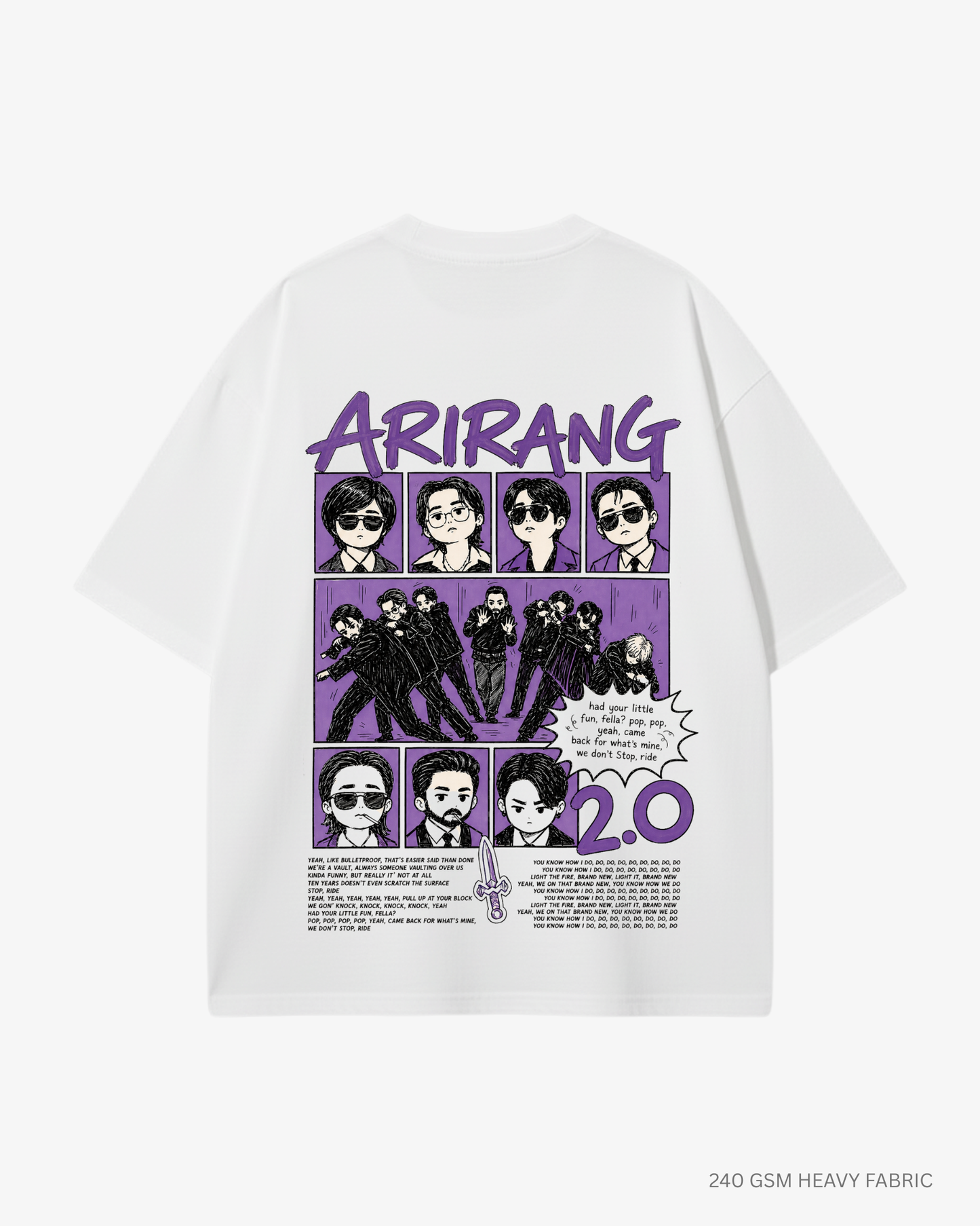 Chibi Arirang BTS 2.0 Unisex Oversized T-Shirt | Antherr Core White Cotton 240 GSM