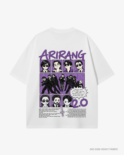 Chibi Arirang BTS 2.0 Unisex Oversized T-Shirt | Antherr Core White Cotton 240 GSM