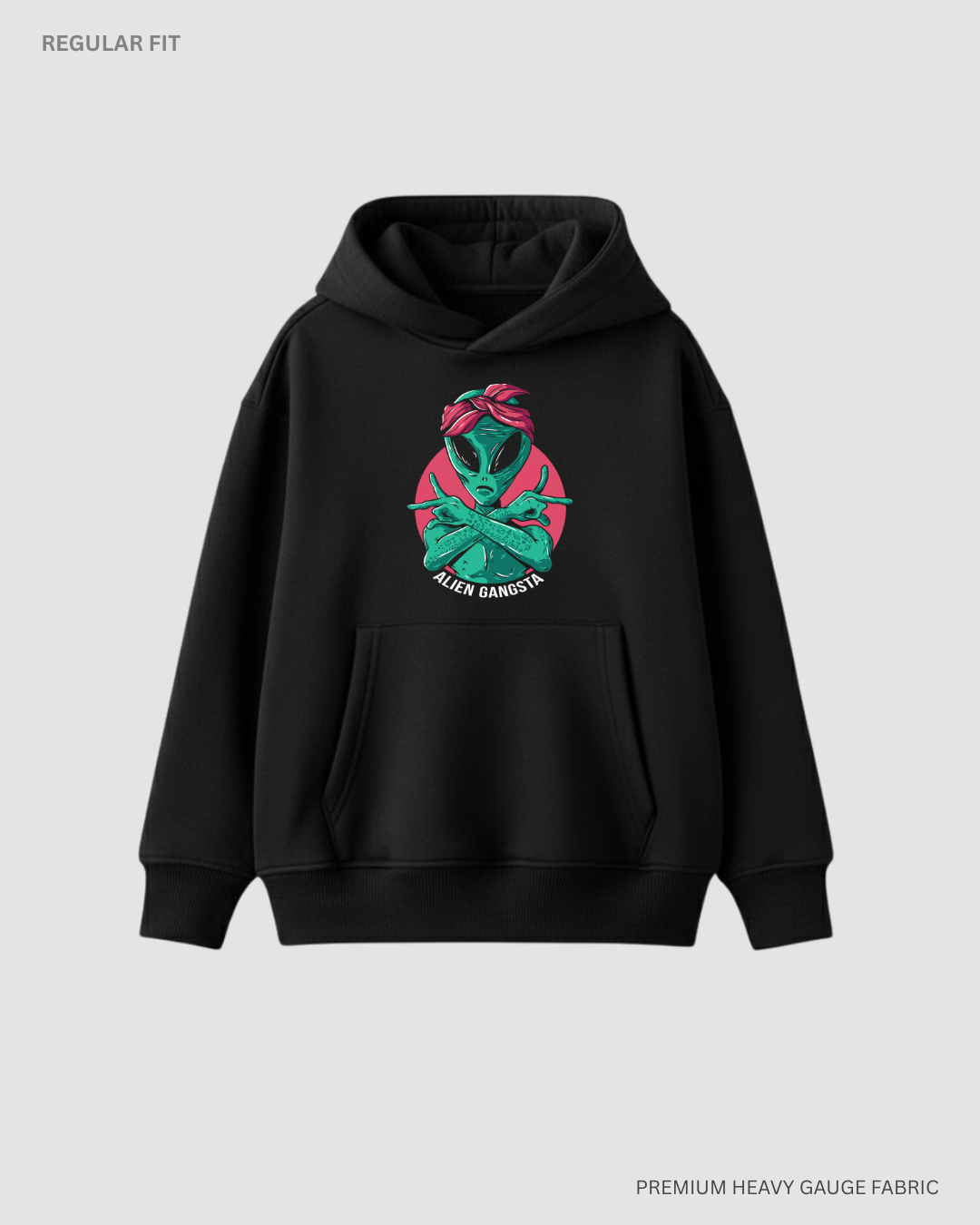 Alien Gangsta Alien & Space Unisex Winter Hoodies BLACK