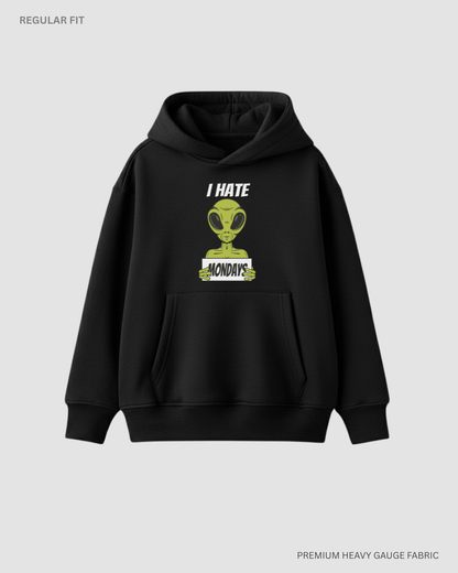 I Hate Mondays Alien & Space Unisex Winter Hoodies BLACK
