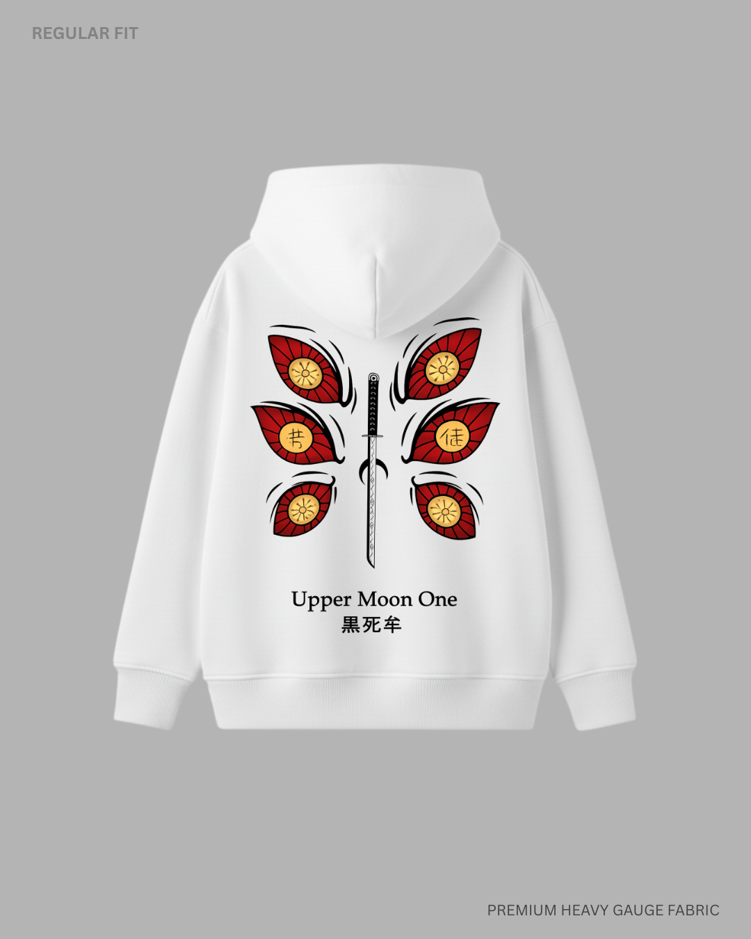 Upper Moon One Kokushibo Anime Unisex Winter Hoodies WHITE