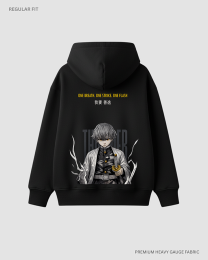 One Breath, One Strike, One Flash: Zenitsu Anime Unisex Winter Hoodies BLACK