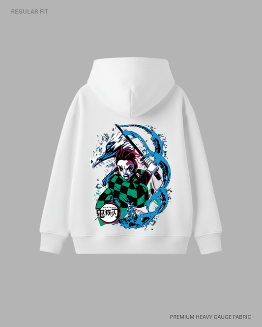 Tanjiro Kamado Water Breathing: Anime Unisex Winter Hoodies WHITE