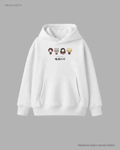 Chibi Demon Squad Anime Unisex Winter Hoodies WHITE