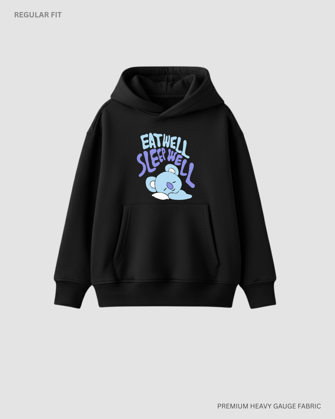 Eat well Sleep Well- Koya Unisex Winter Hoodies BLACK