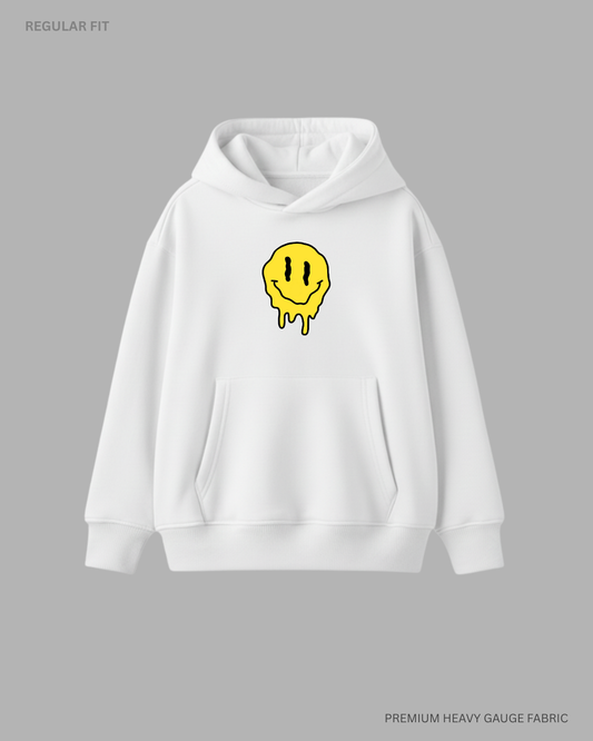 Drip Smiley Unisex Winter Hoodies WHITE