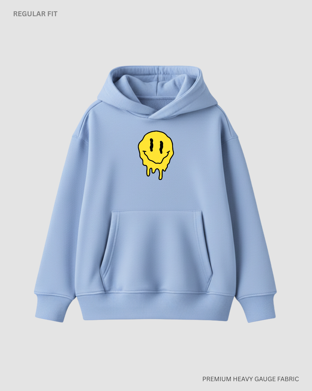 Drip Smiley Unisex Winter Hoodies SNOW BLUE