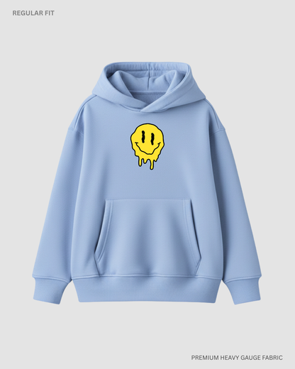 Drip Smiley Unisex Winter Hoodies SNOW BLUE