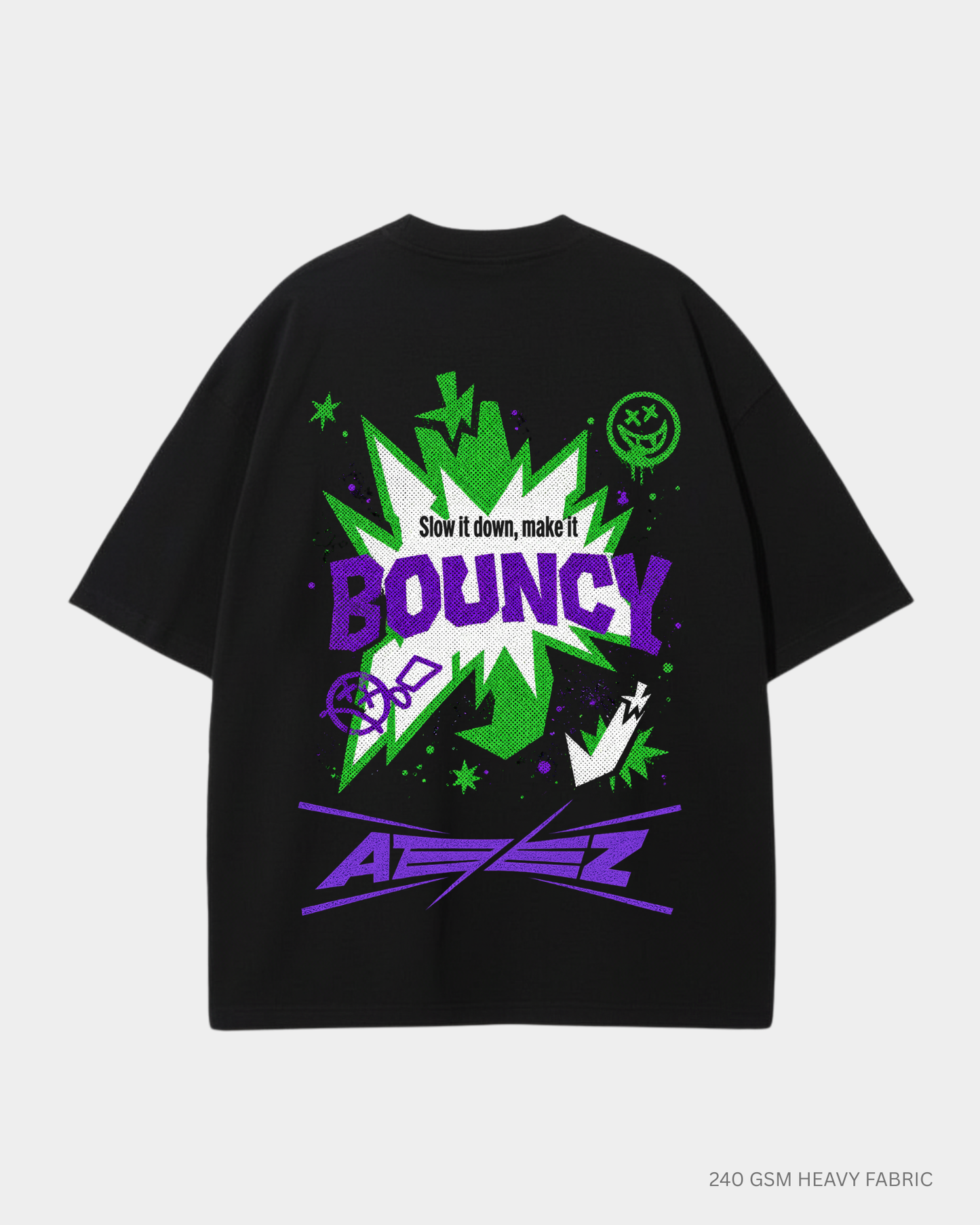 Ateez Bouncy Unisex Oversized T-Shirt | Antherr Core Black Cotton 240 GSM