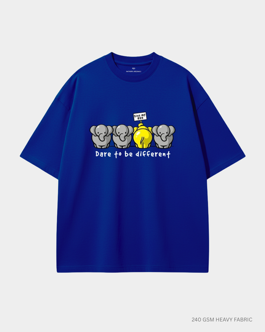 Dare To Be Different Unisex Oversized T-Shirt Royal Blue 240 GSM Cotton