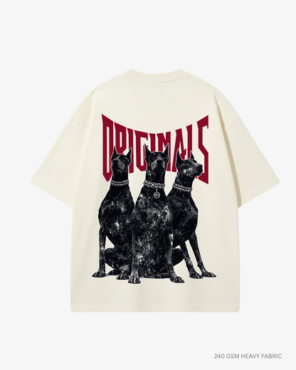 Dobermans Graphic Unisex Oversized T-Shirt | Antherr Originals OFF-WHITE Cotton 240 GSM