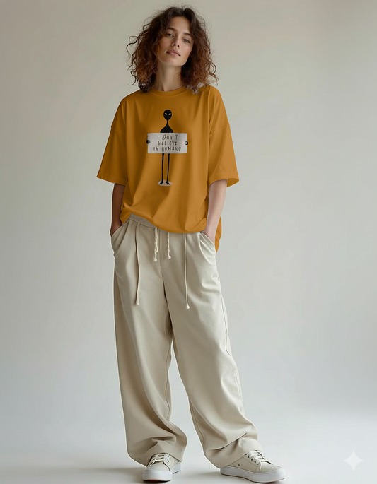 I Don't Believe in Humans Unisex Oversized T-Shirt | Antherr Core