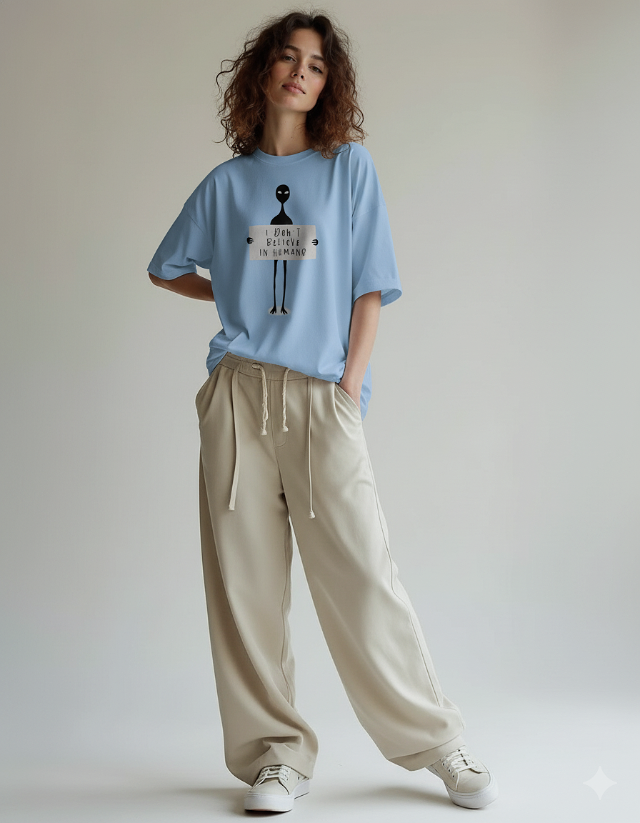 I Don't Believe in Humans Unisex Oversized T-Shirt | Antherr Core
