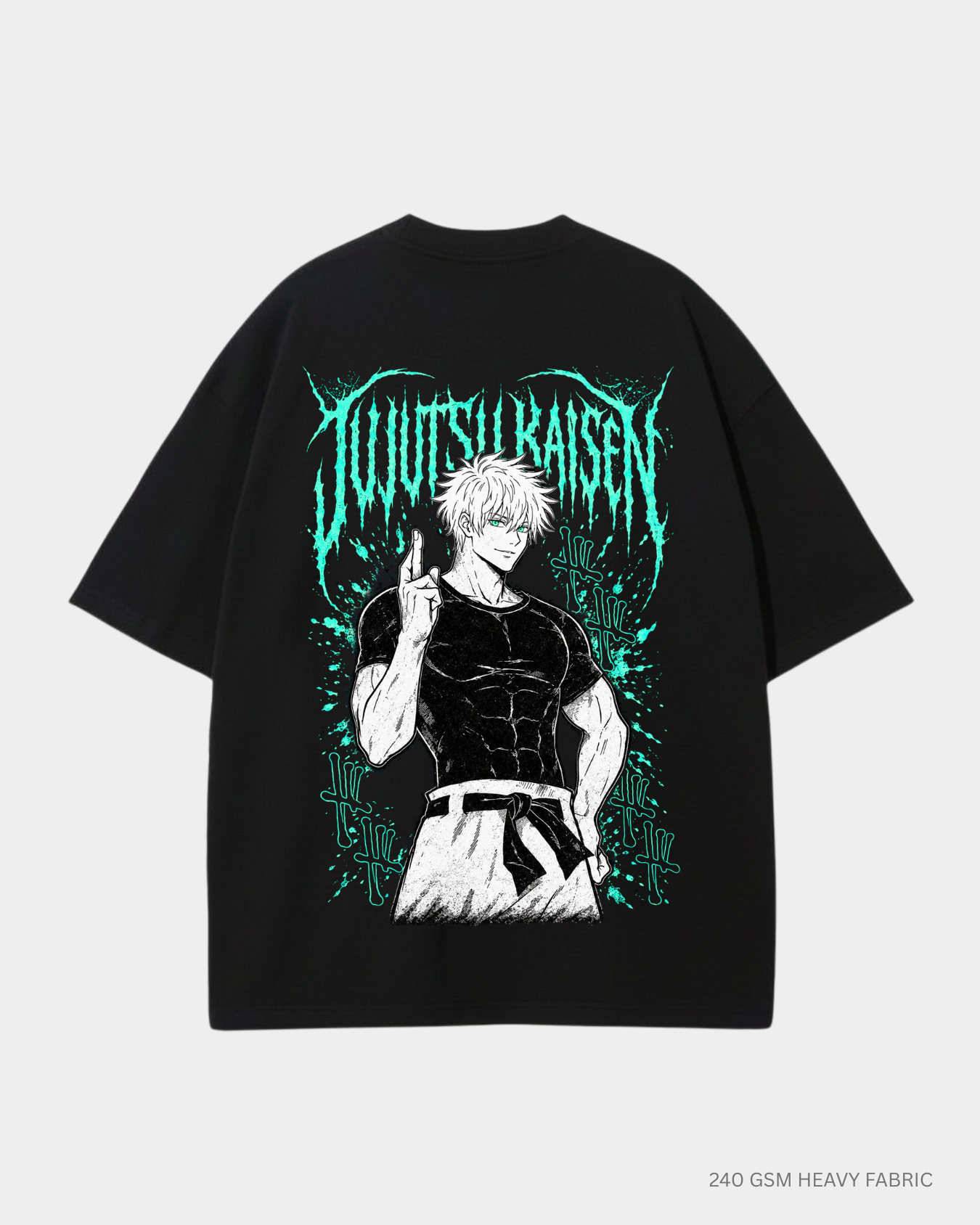 Gojo Satoru Jujutsu Kaisen Anime Unisex Oversized T-Shirt | Antherr Core Black Cotton 240 GSM