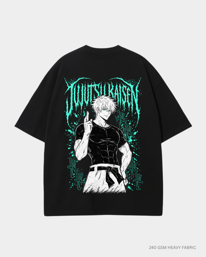 Gojo Satoru Jujutsu Kaisen Anime Unisex Oversized T-Shirt | Antherr Core Black Cotton 240 GSM