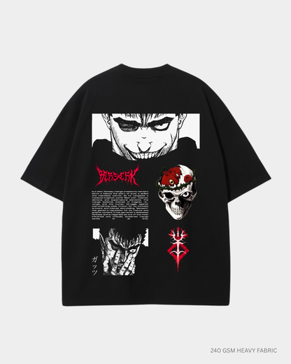 Guts Berserk Unisex Oversized T-Shirt | Antherr Core Black Cotton 240 GSM