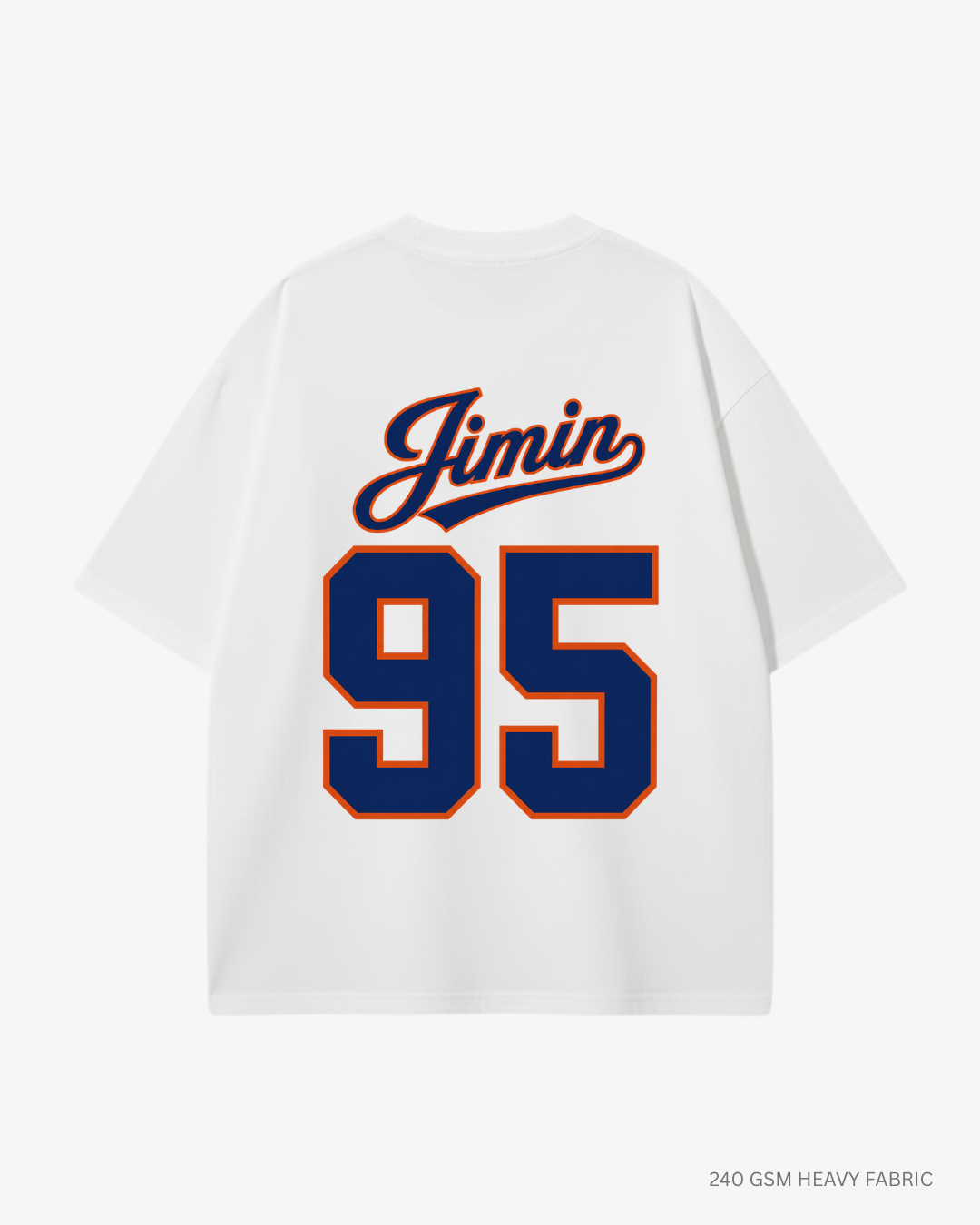 Bangtan Varsity Blue Edition Unisex Oversized T-Shirt | Antherr Core Jimin (White) Cotton 240 GSM