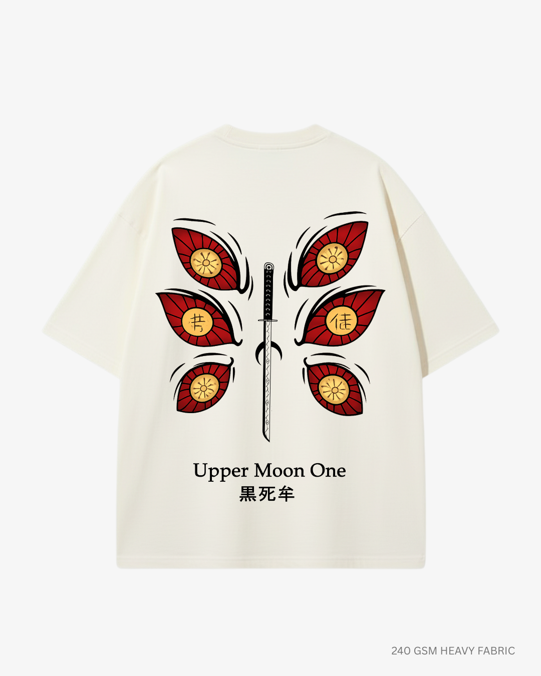 Kokushibo Upper Moon One Oversized Anime T-Shirt Off-White Cotton 240 GSM