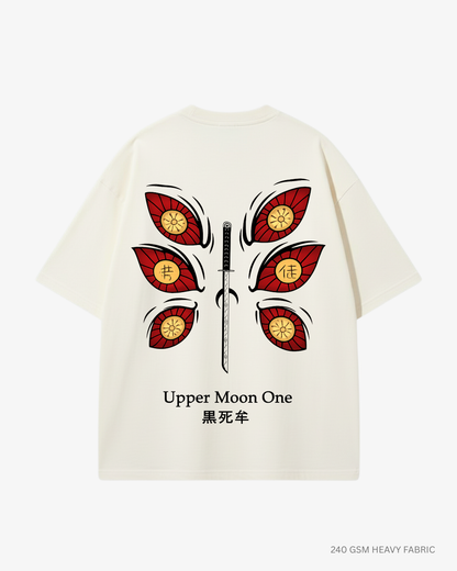 Kokushibo Upper Moon One Oversized Anime T-Shirt Off-White Cotton 240 GSM