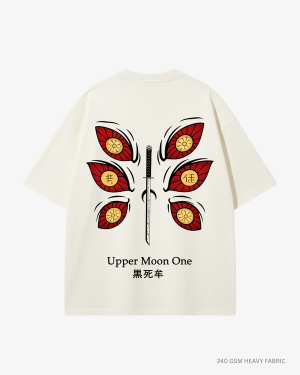 Kokushibo Upper Moon One Oversized Anime T-Shirt Off-White Cotton 240 GSM