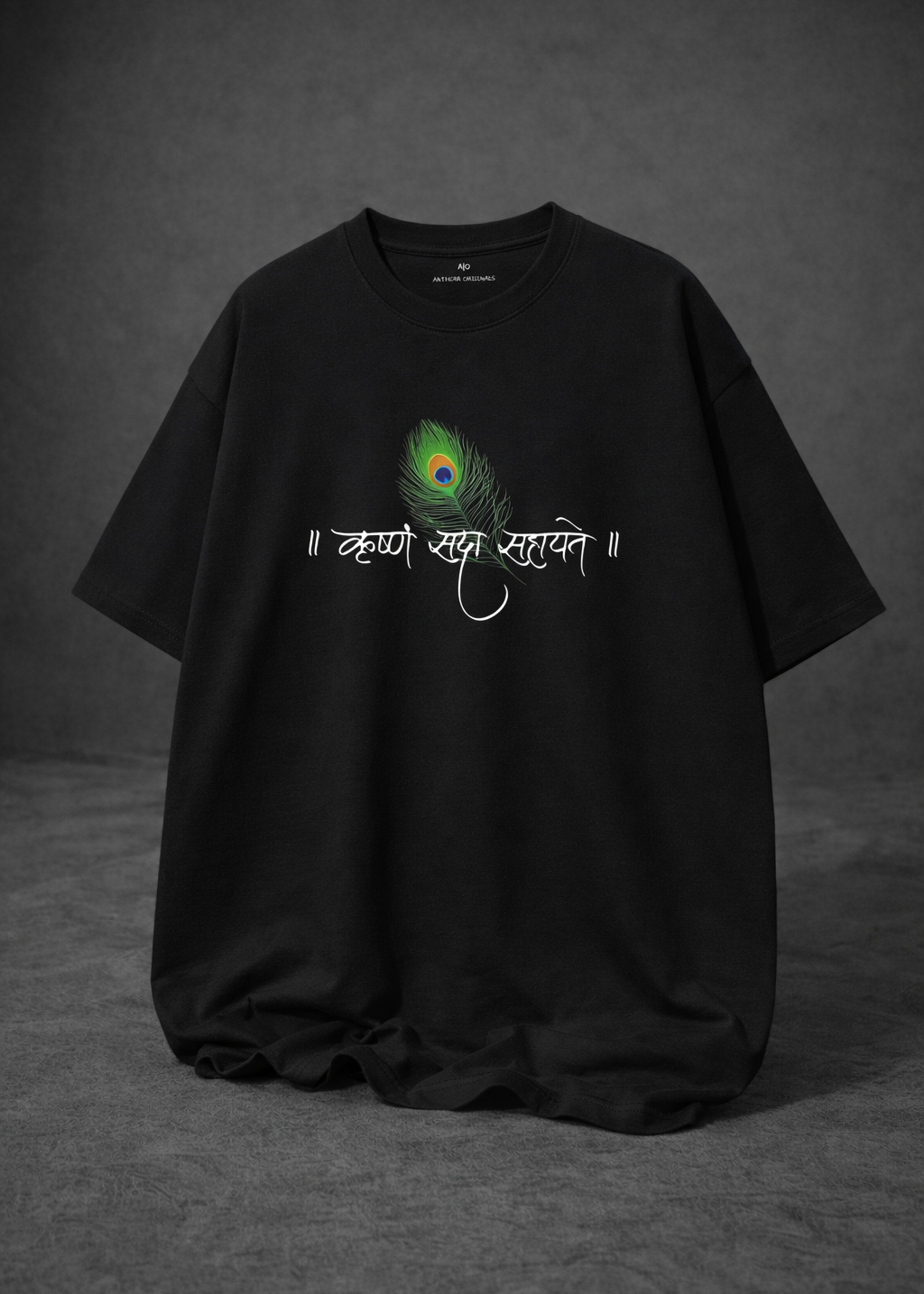 Krishna Satya Unisex Oversized T-Shirt | Antherr Originals BLACK Cotton 240 GSM