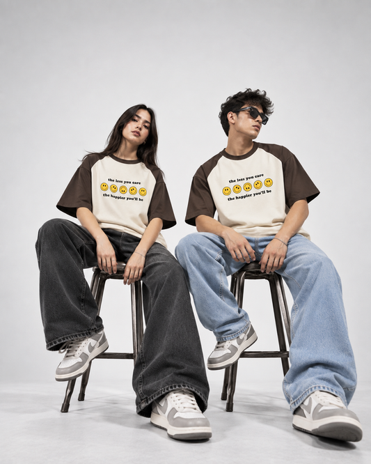 Less You Care Unisex Raglan Oversized T-Shirt
