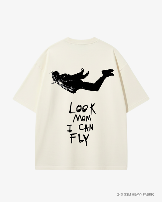 Look Mom I Can Fly Travis Scott Unisex Oversized T-Shirt | Antherr Core OFF WHITE Cotton 240 GSM
