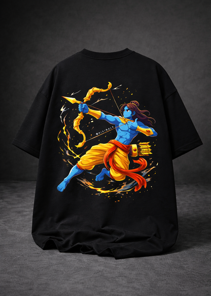 Lord Rama Unisex Oversized T-Shirt | Antherr Originals BLACK Cotton 240 GSM