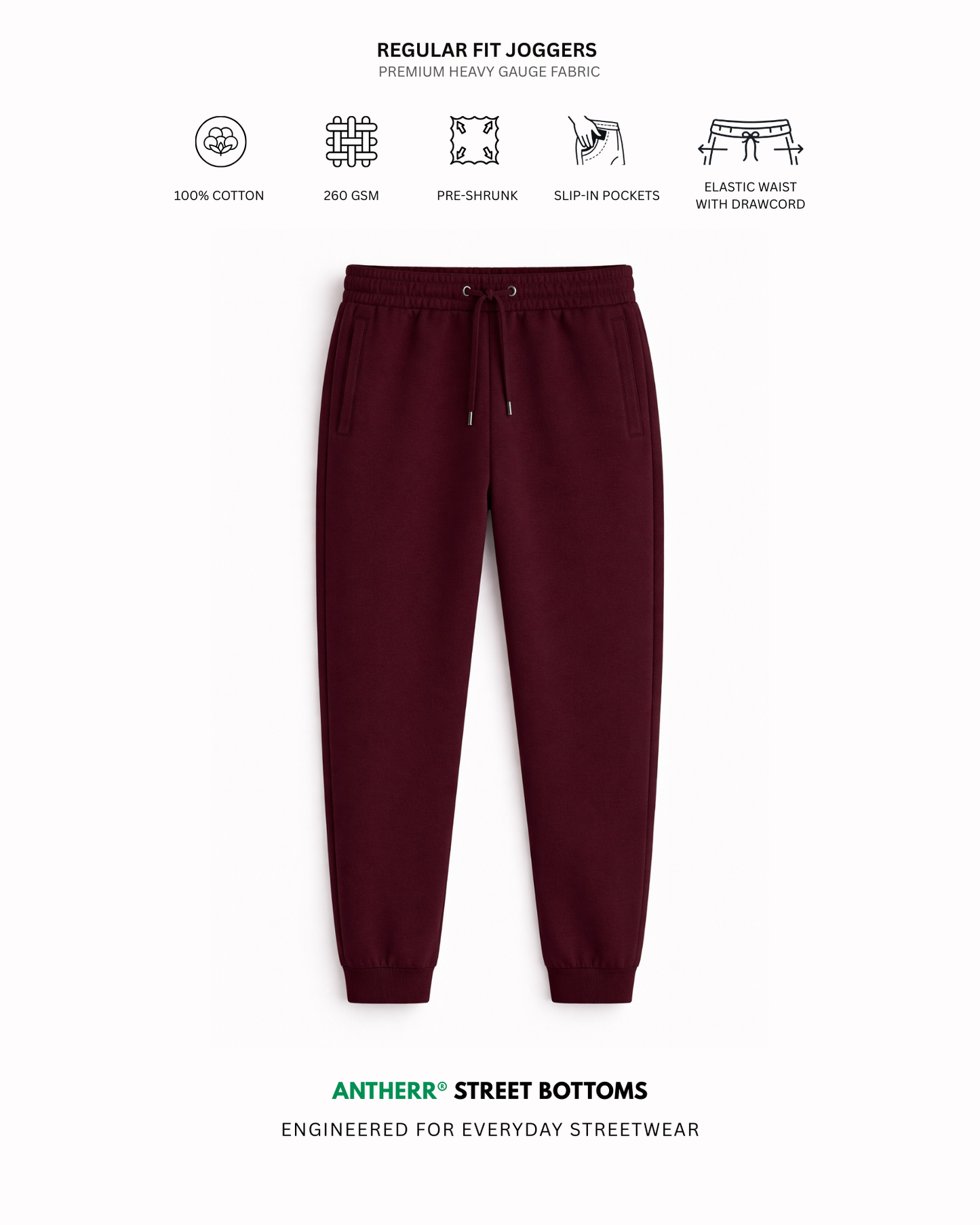 Maroon Unisex Everyday Joggers Maroon