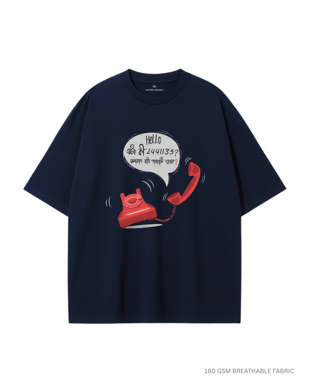 Eta ki 2441139 Unisex Lightweight Oversized T-Shirts NAVY BLUE Cotton 180 GSM