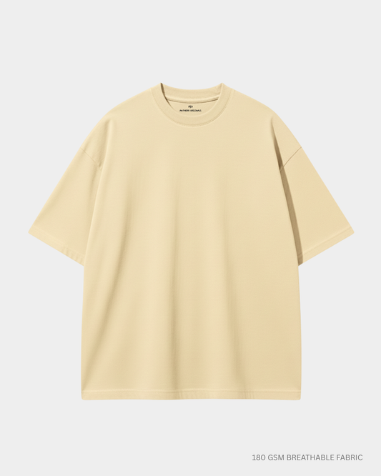 Basic Beige Unisex Oversized T-Shirt – Lightweight Cotton Beige Cotton 180 GSM
