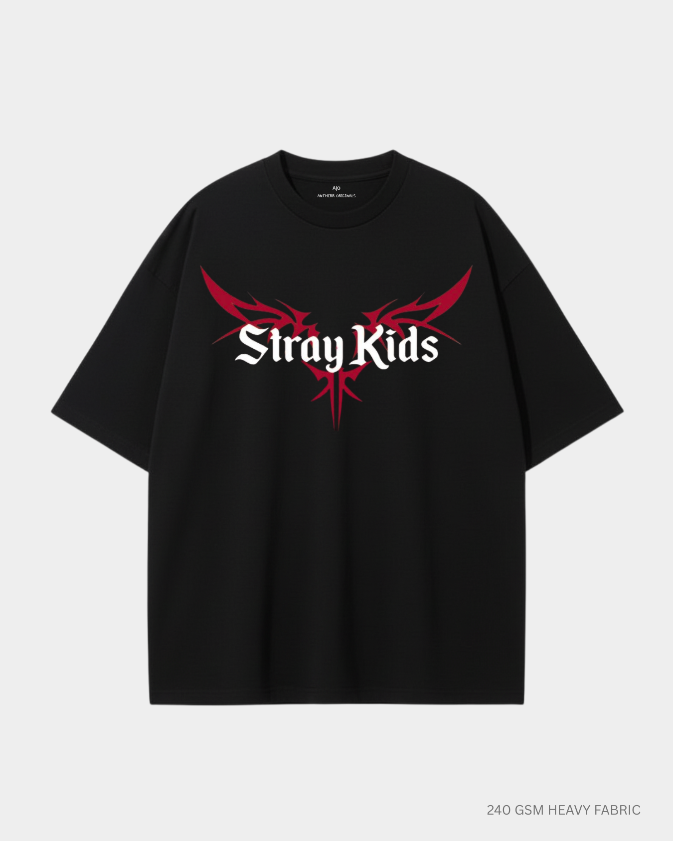 Straykids Oversized T-Shirt India | Antherr Core Black Cotton 240 GSM