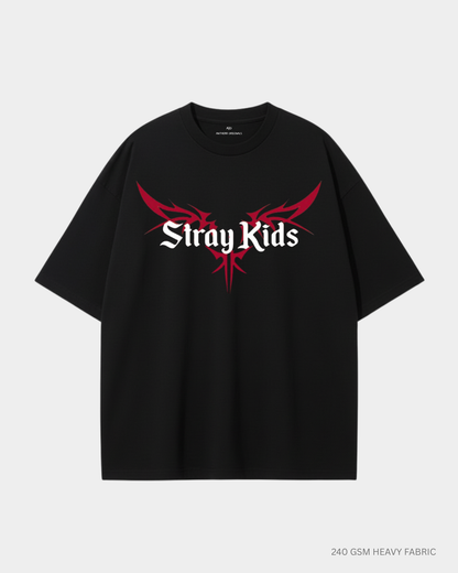 Straykids Oversized T-Shirt India | Antherr Core Black Cotton 240 GSM