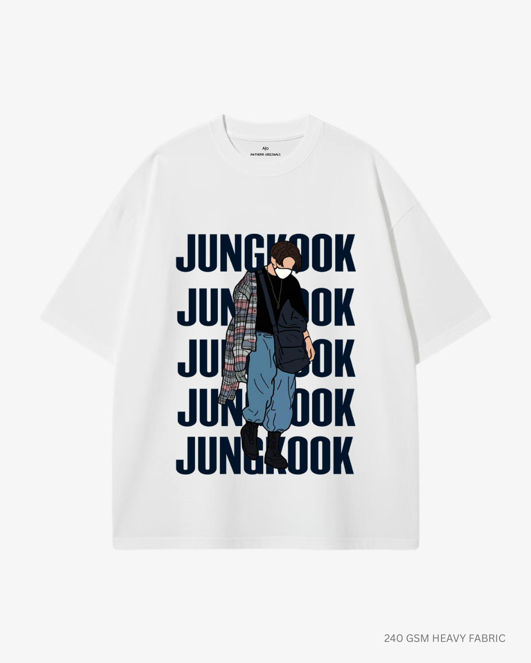 Jungkook Unisex Oversized T-Shirts White 240 GSM (Heavyweight)