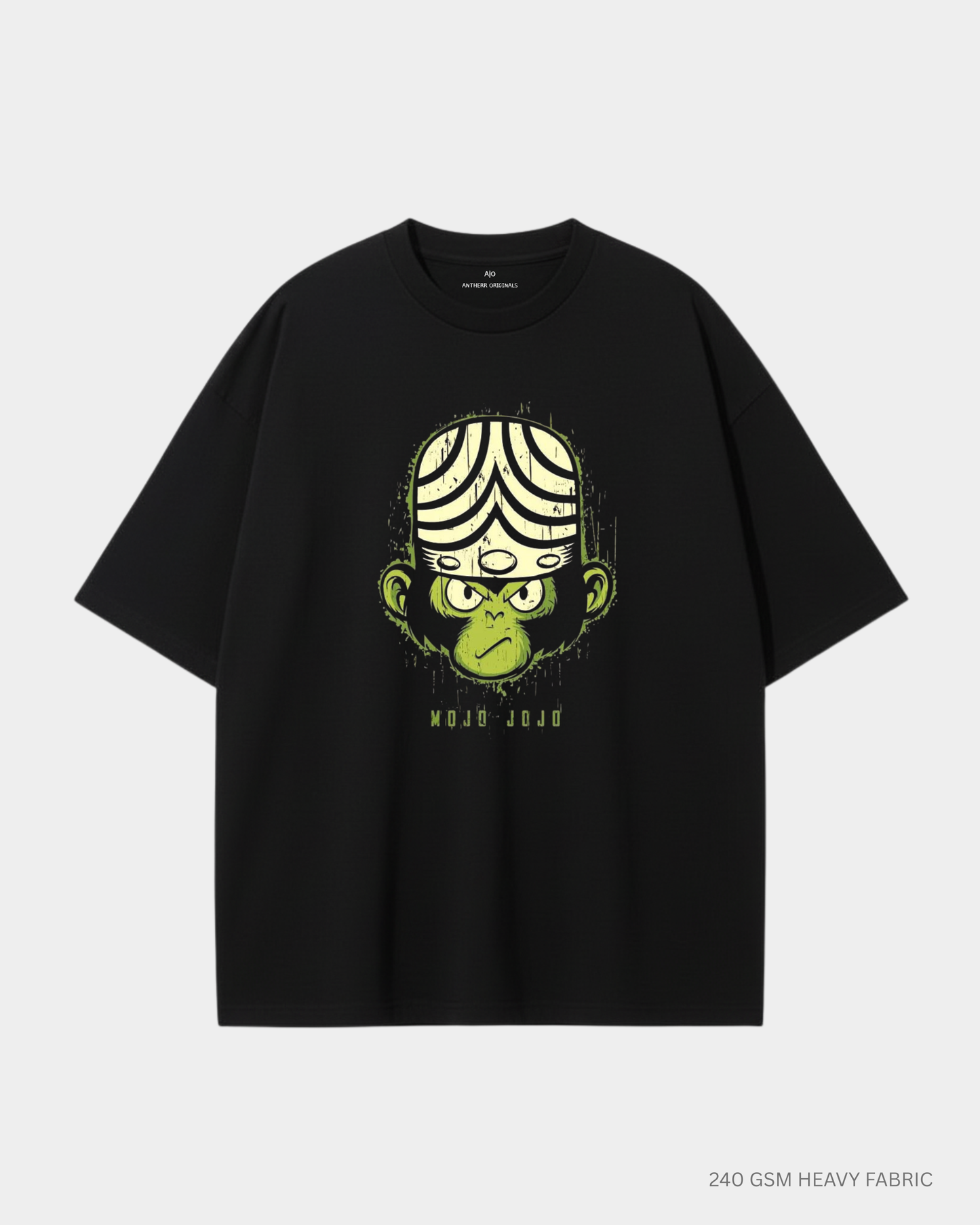 Mojo Jojo Unisex Oversized T-Shirt | Antherr Core Black 240 GSM Cotton