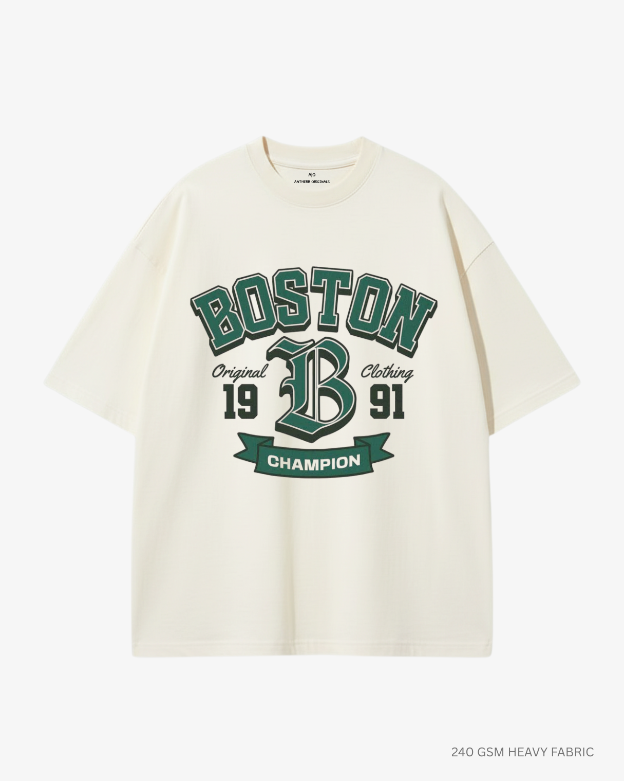 Boston Unisex Oversized T-Shirt Off White 240 GSM Cotton