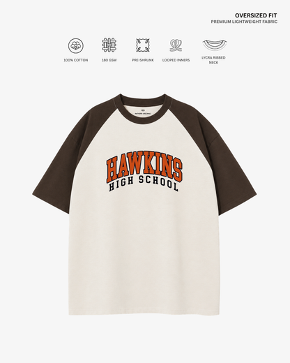Hawkins High School Unisex Raglan Oversized T-Shirt