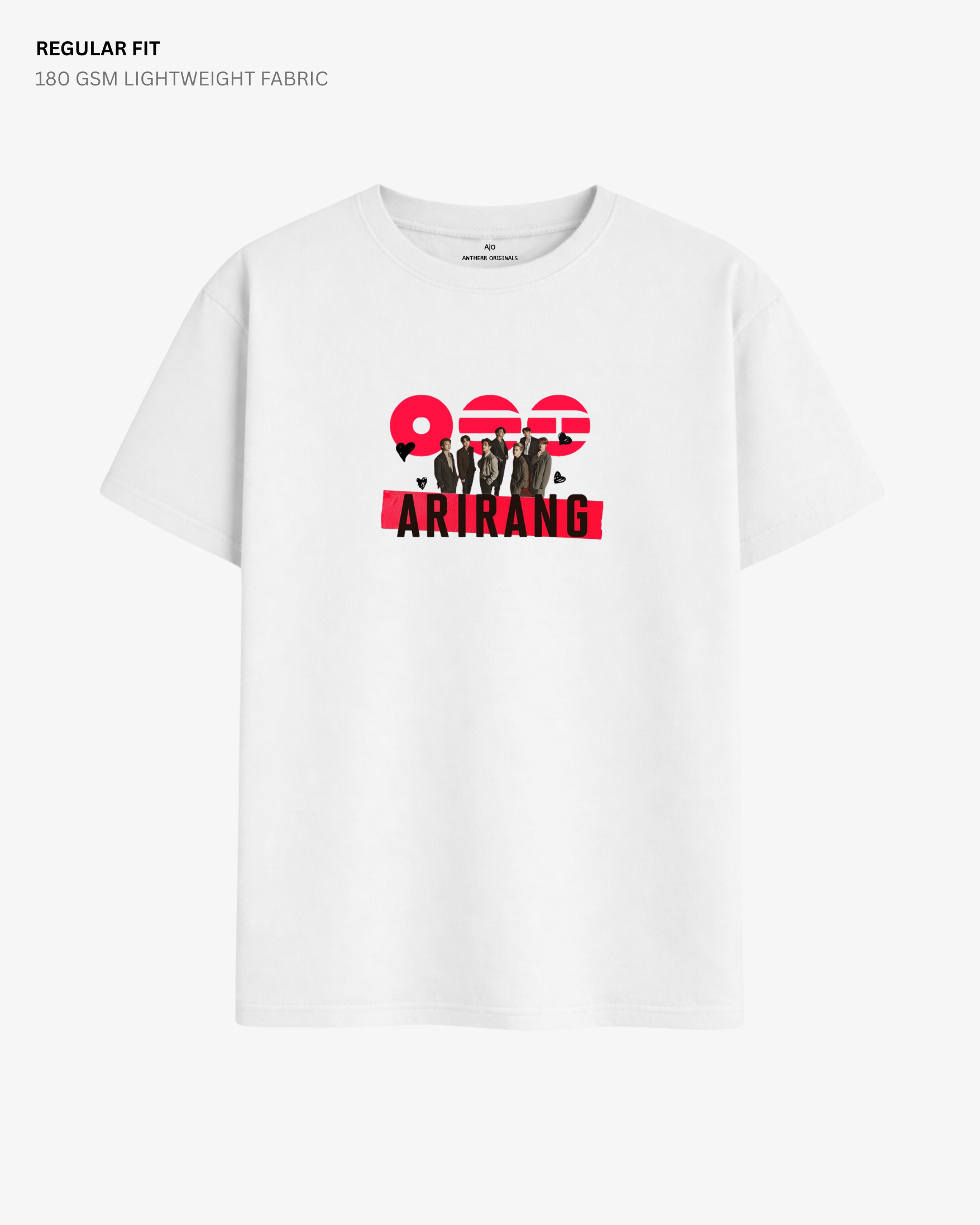 ARIRANG Regular Fit T-Shirt | Antherr Core White Cotton 180 GSM